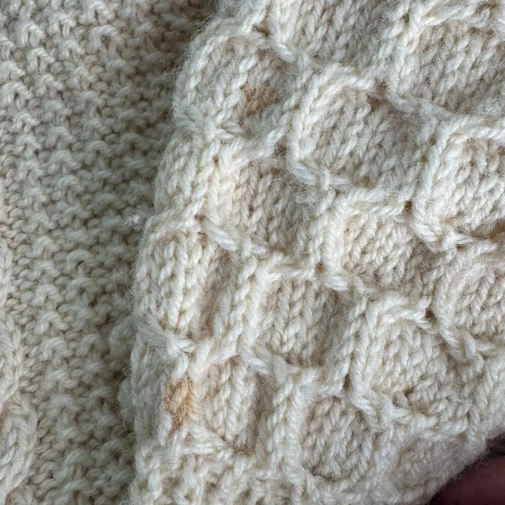 Irish Hand Knit Fitzpatrick Sweater 100% Wool Cable Knit Kids 12-14 (Wms XS)